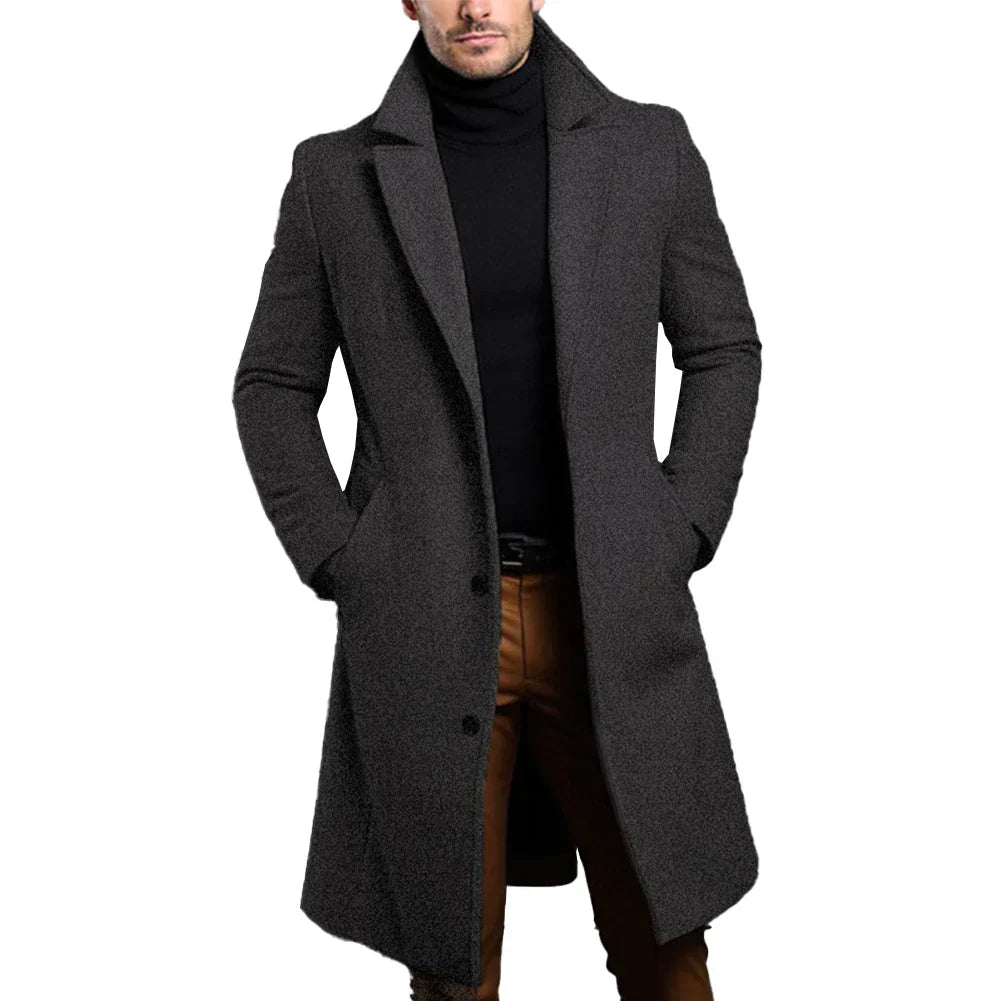 Image of Reggie | Men's Long Coat with Notched Lapel