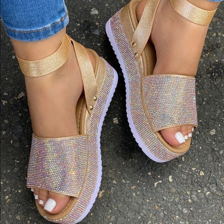 Image of Renee | Women's Rhinestone Embellished Platform Sandals