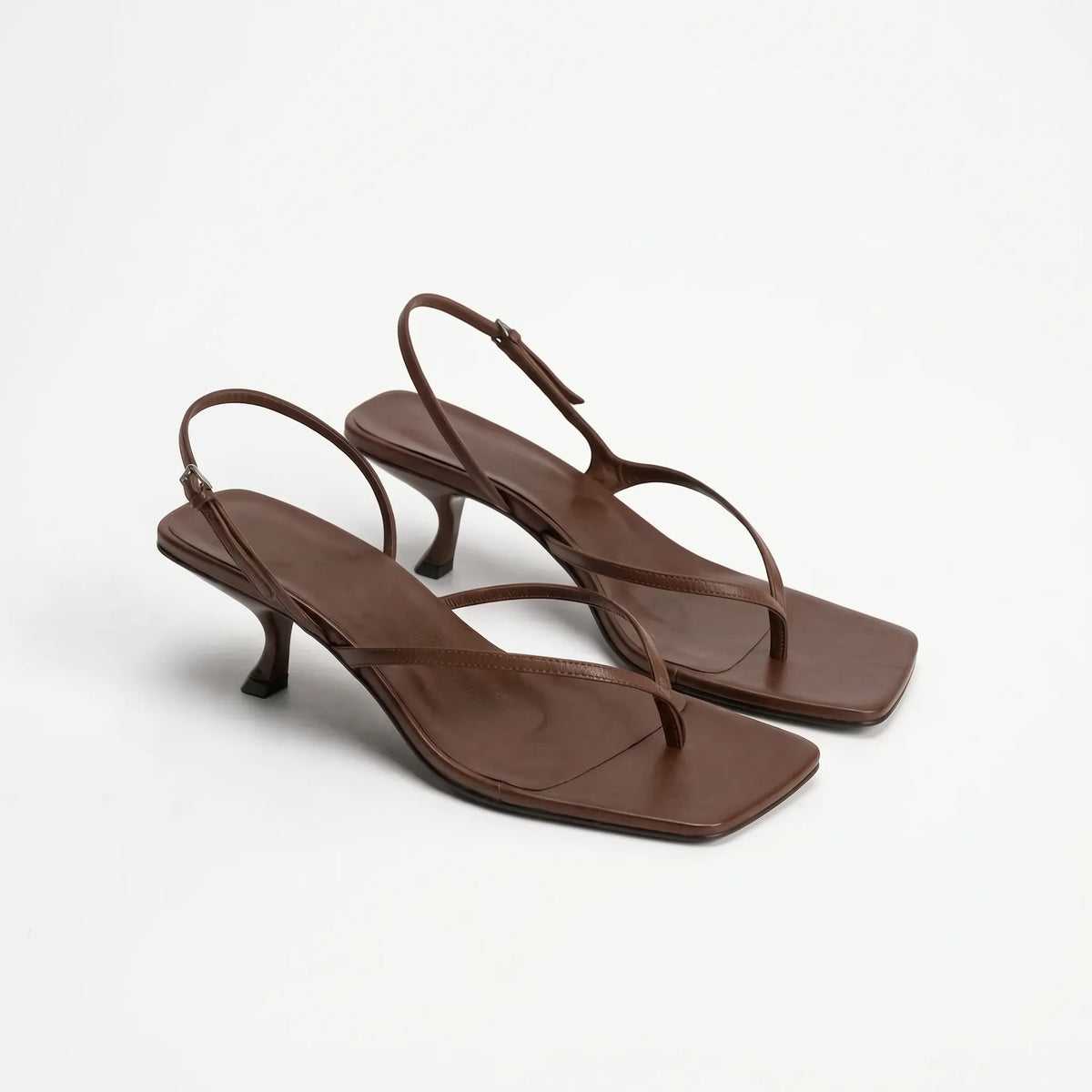 Retro Square Toe Kitten Heel Sandals