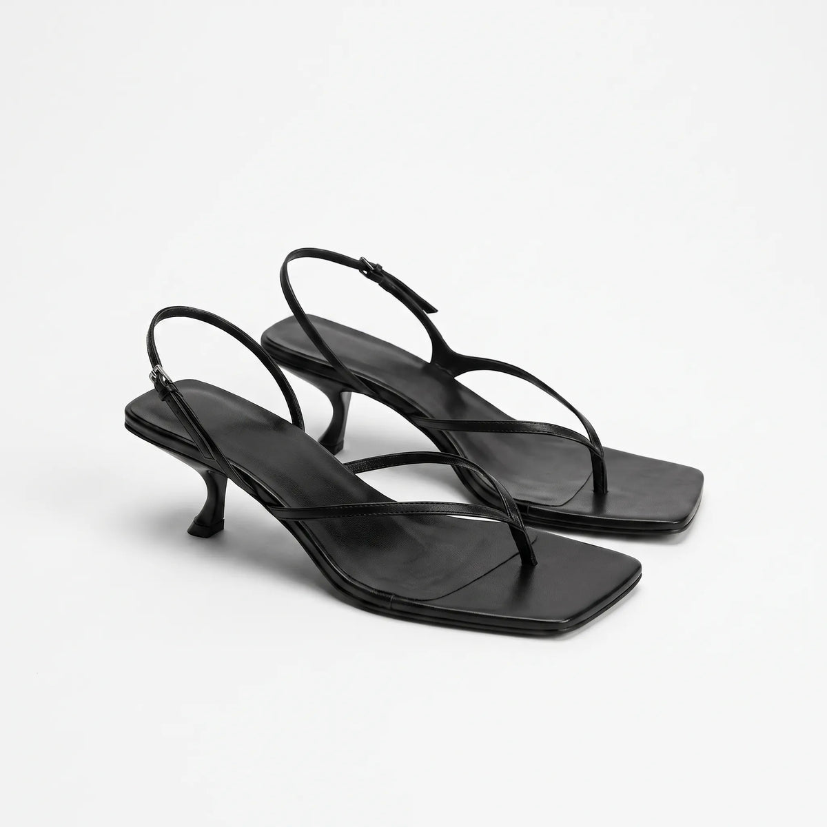 Retro Square Toe Kitten Heel Sandals