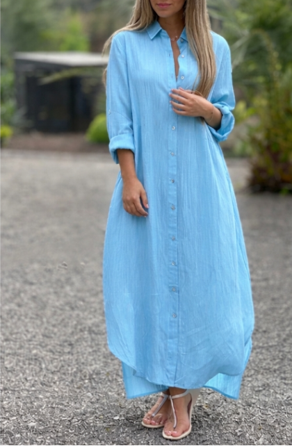 Roberta | Women's Button-Down Maxi Shirt Dress - Image 1