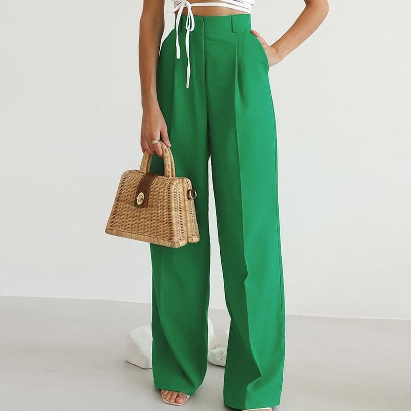 Image of Rochelle | Women's High-Waisted Wide Leg Pants