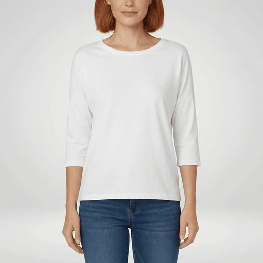 Round-Neck Top with 3/4 Length Sleeves