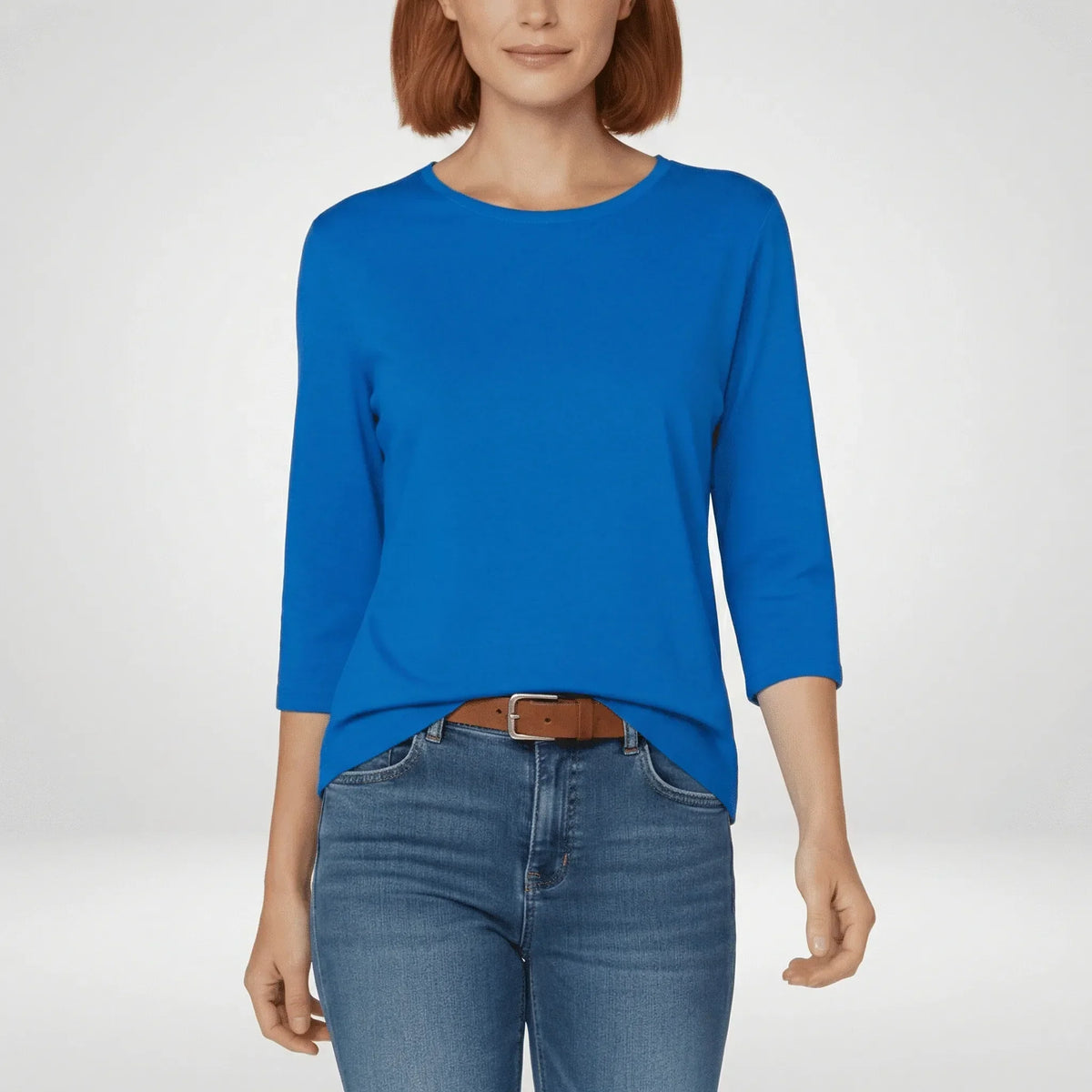 Round-Neck Top with 3/4 Length Sleeves