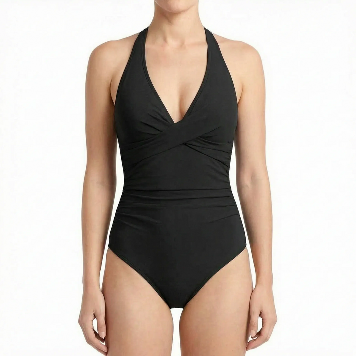 Ruched Halter Neck One-Piece Swimsuit