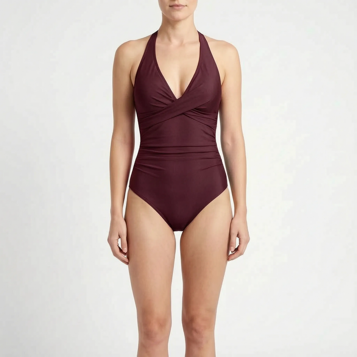 Ruched Halter Neck One-Piece Swimsuit