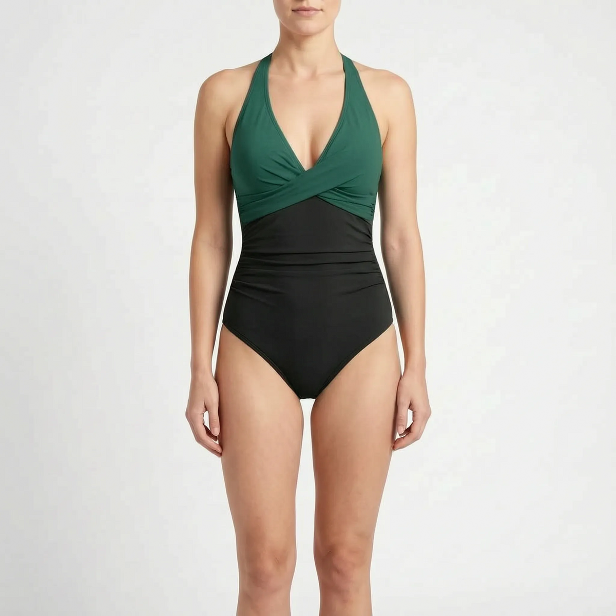 Ruched Halter Neck One-Piece Swimsuit