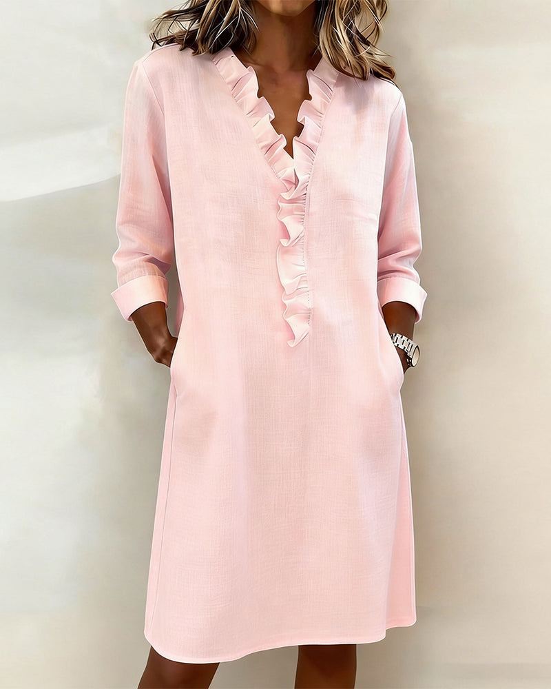 Ruffled V-Neck Dress