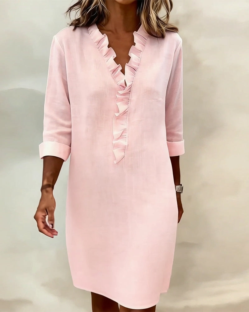 Ruffled V-Neck Dress
