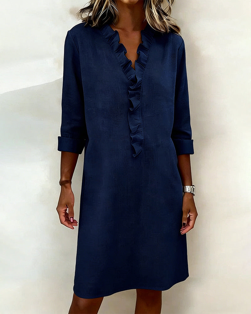 Ruffled V-Neck Dress