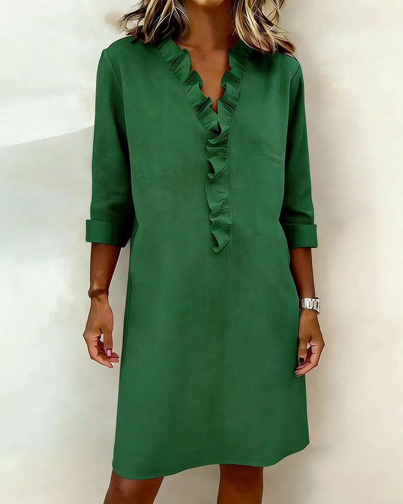 Ruffled V-Neck Dress