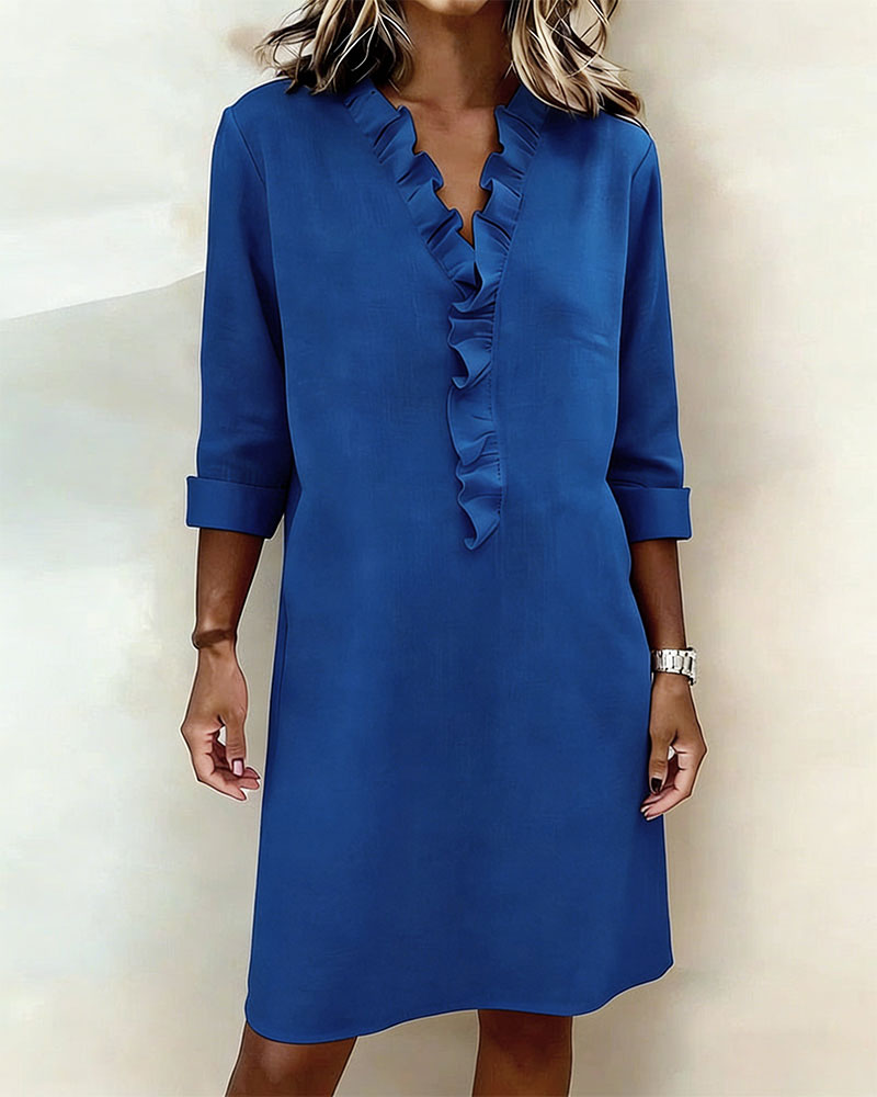 Ruffled V-Neck Dress