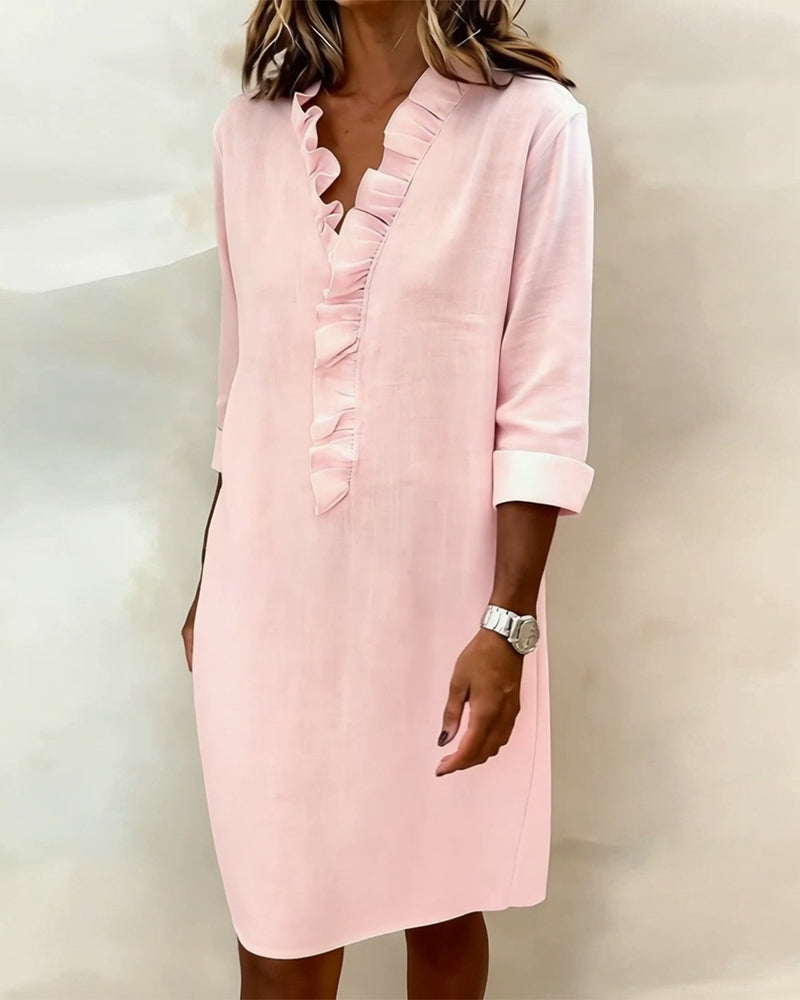 Ruffled V-Neck Dress