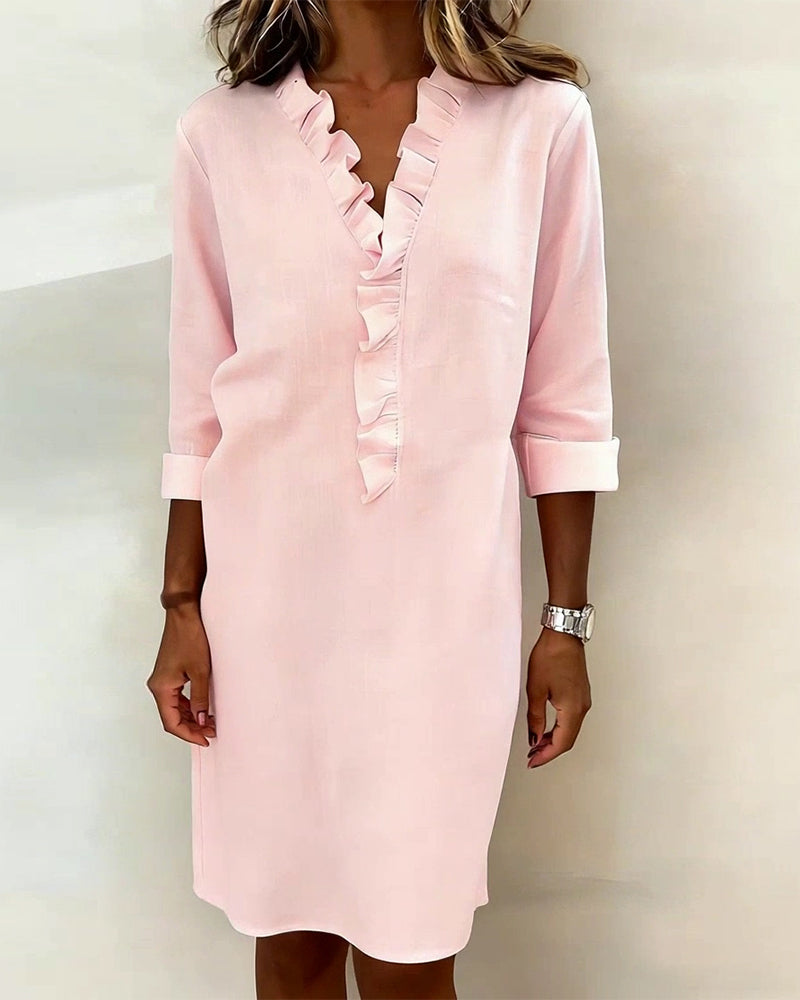 Ruffled V-Neck Dress