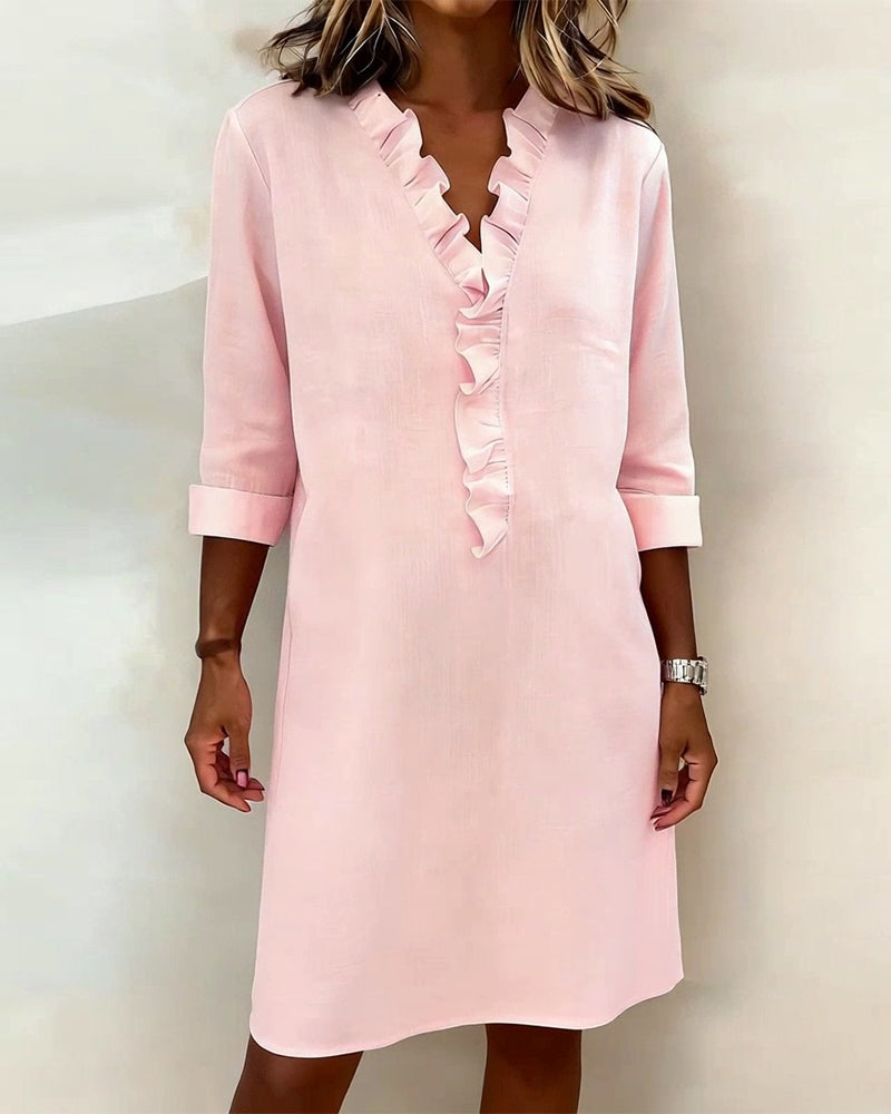 Ruffled V-Neck Dress