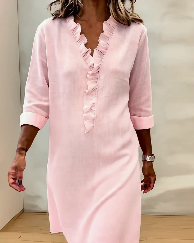 Ruffled V-Neck Dress