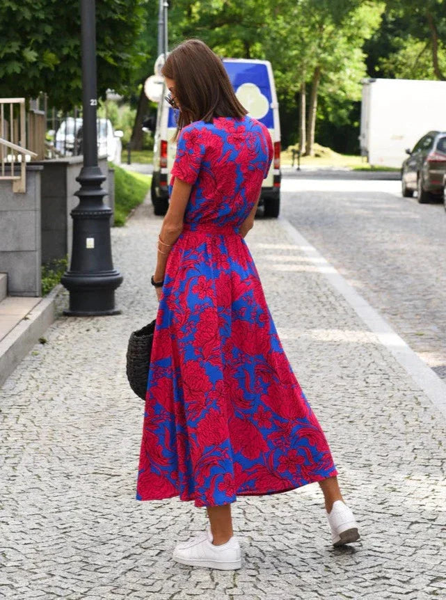 Image of Sabrina | Women's V-Neck Wrap Midi Dress