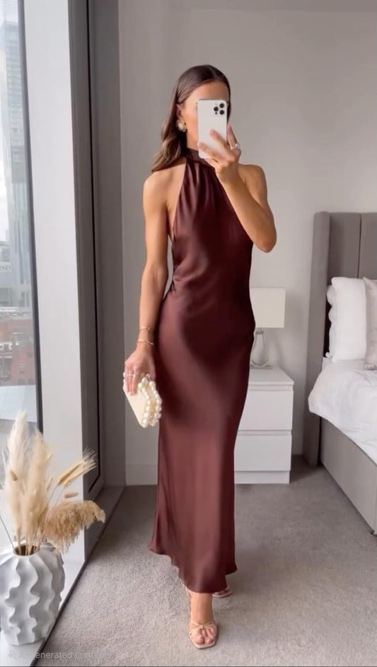Image of Sadie | Women's Sleeveless Halter Maxi Dress