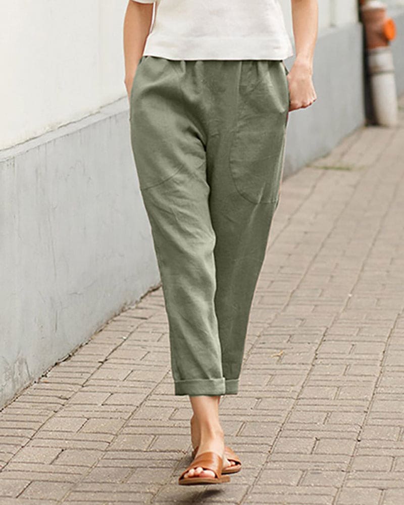 Image of Sage | Women's Cropped Elastic Waist Pants
