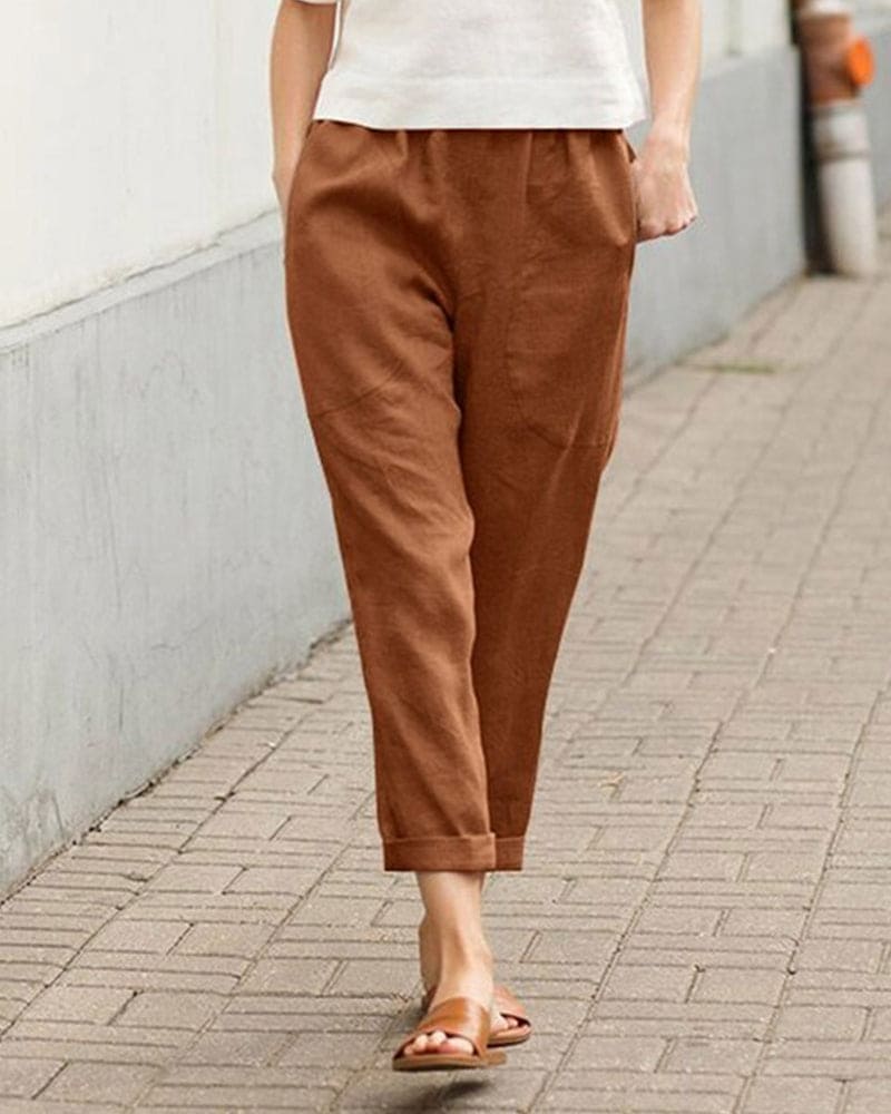 Image of Sage | Women's Cropped Elastic Waist Pants