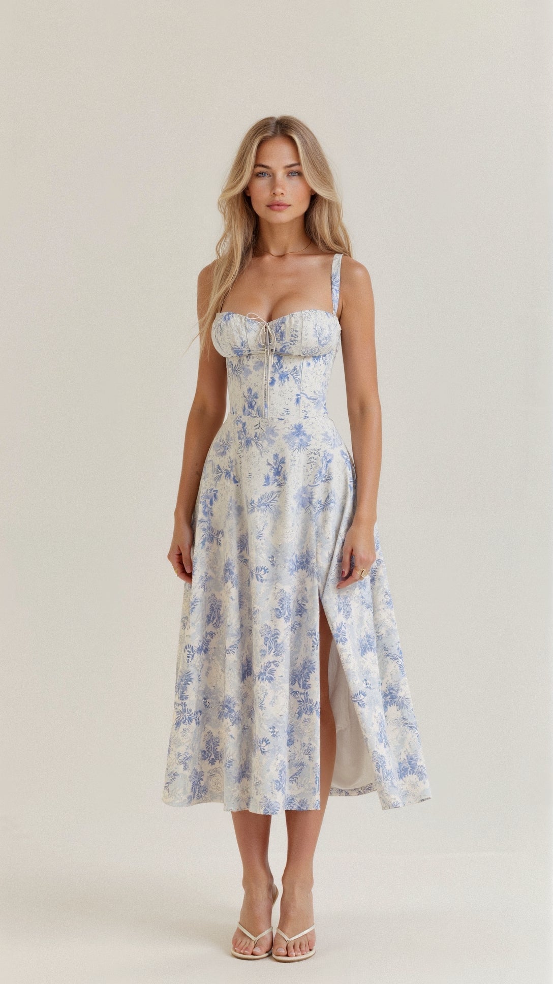 Image of Samantha | Women's Spaghetti Strap A-Line Midi Dress