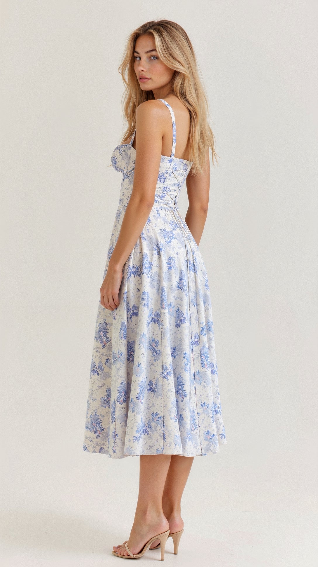 Image of Samantha | Women's Spaghetti Strap A-Line Midi Dress