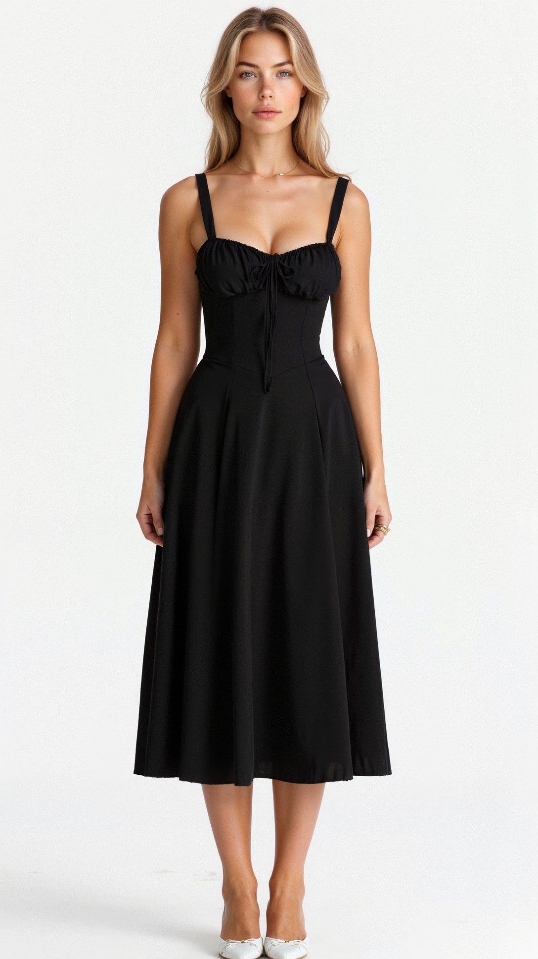Image of Samantha | Women's Spaghetti Strap A-Line Midi Dress