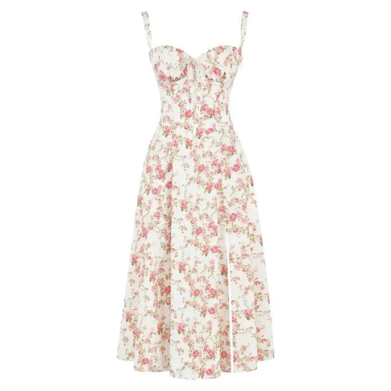 Image of Samantha | Women's Spaghetti Strap A-Line Midi Dress