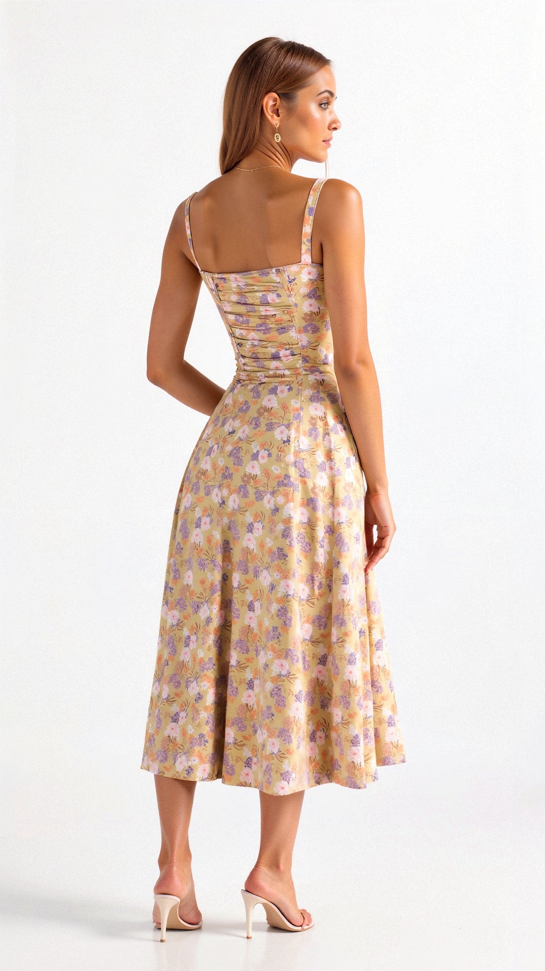 Image of Samantha | Women's Spaghetti Strap A-Line Midi Dress