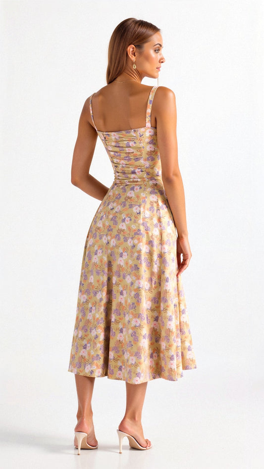 Image of Samantha | Women's Spaghetti Strap A-Line Midi Dress
