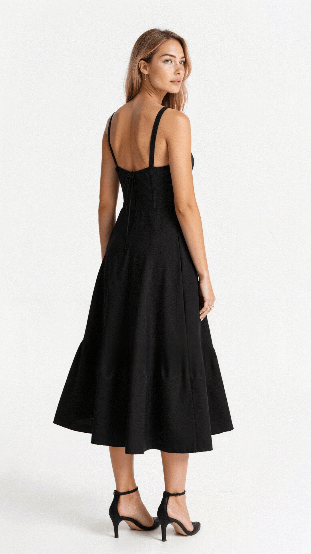 Image of Samantha | Women's Spaghetti Strap A-Line Midi Dress