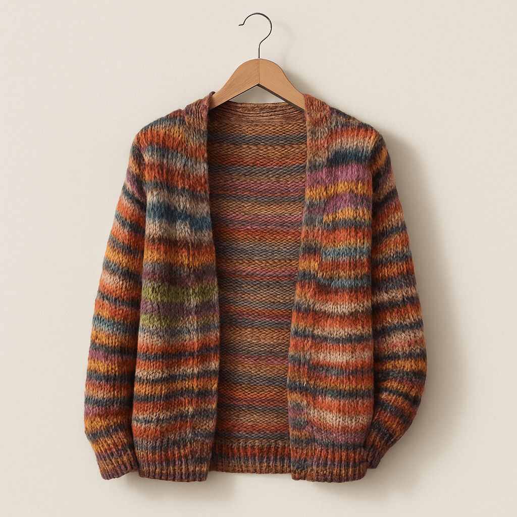 Image of Sandra | Women's Open Front Striped Cardigan