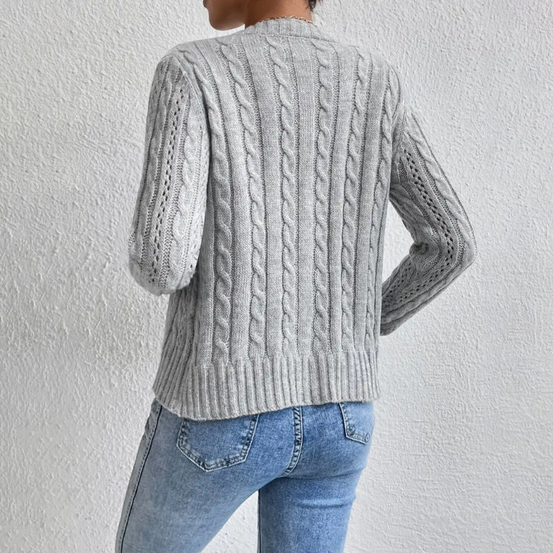 Image of Sandy | Women's Button-Down Cable Knit Cardigan