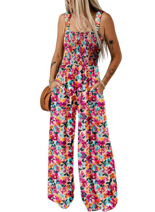 Image of Sandy | Women's Sleeveless Floral Wide Leg Jumpsuit