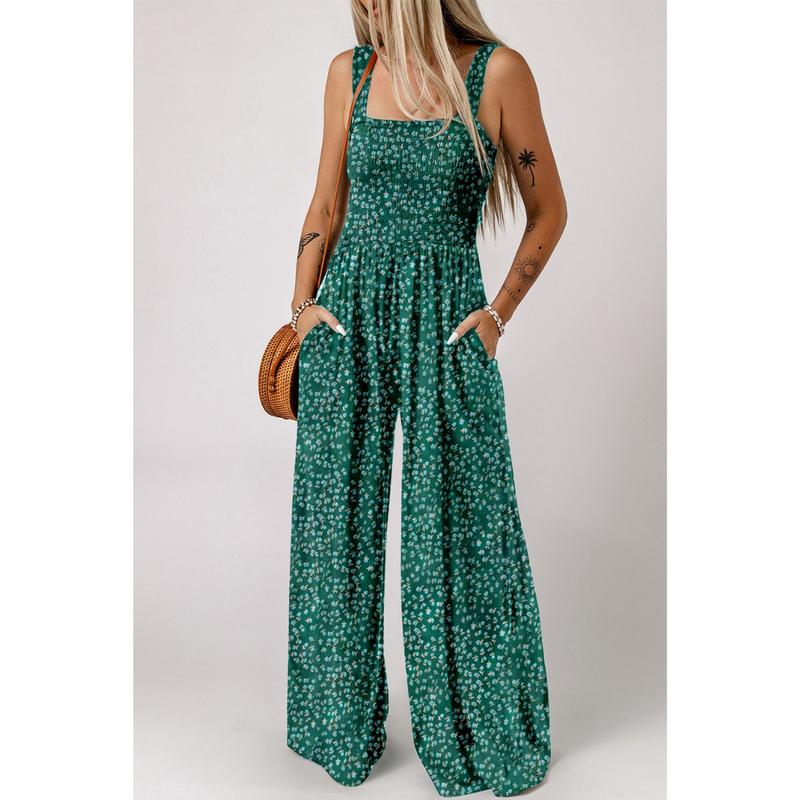 Image of Sandy | Women's Sleeveless Floral Wide Leg Jumpsuit