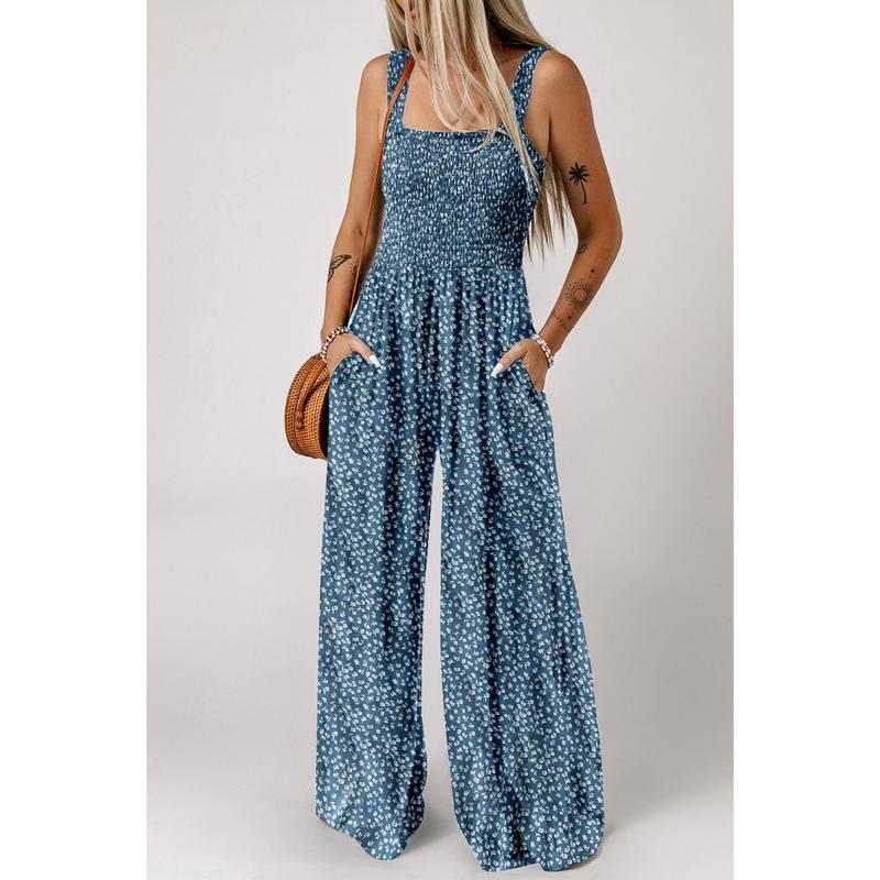 Image of Sandy | Women's Sleeveless Floral Wide Leg Jumpsuit