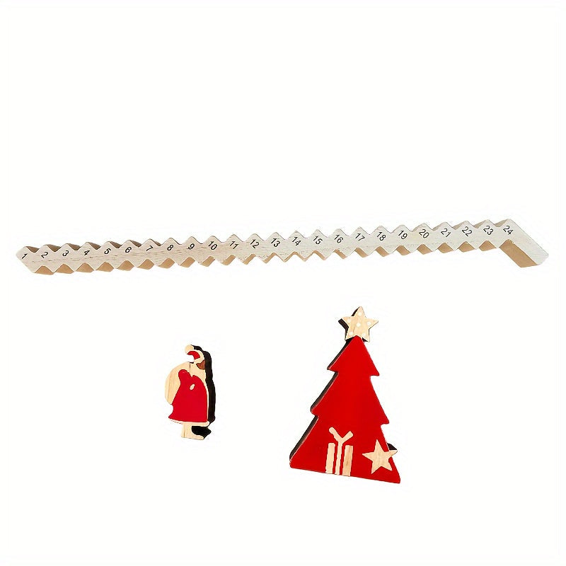 Santa Advent Calendar – 24-Day Wooden Christmas Countdown with English Text, Tabletop Decoration for Parties, Homes, and Festive Displays