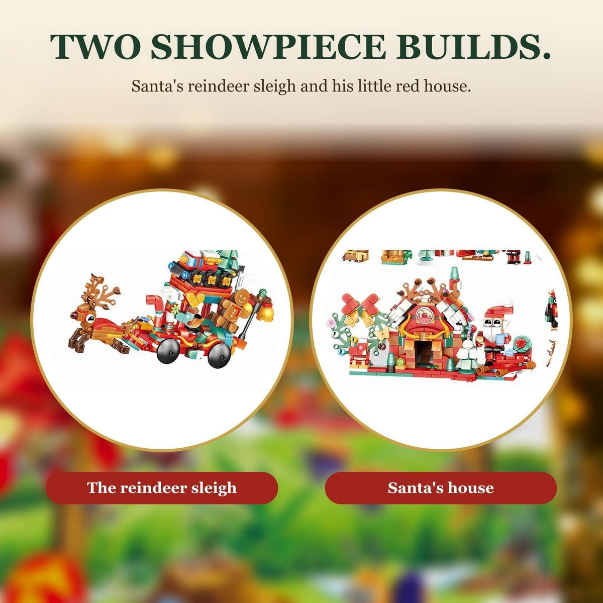 Santa's Village Brick Advent Calendar with Reindeer Sleigh
