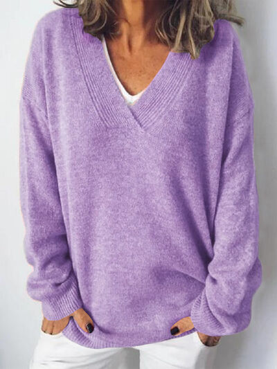 Image of Sarah | Women's Oversized V-Neck Sweater
