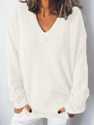 Image of Sarah | Women's Oversized V-Neck Sweater