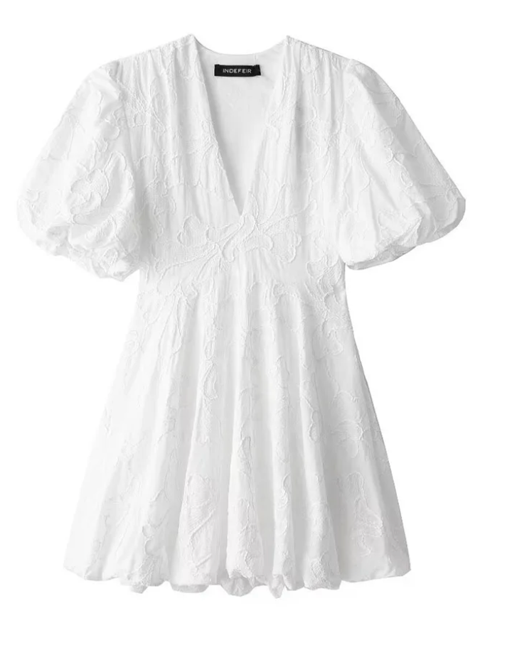Image of Savannah | Women's V-Neck A-Line Mini Dress