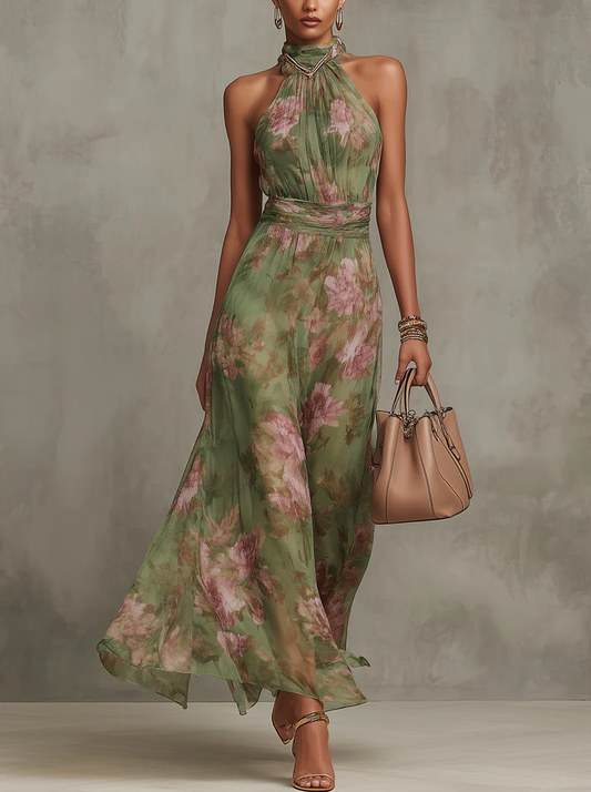Savannah | Elegant Boho Green Maxi Dress for Formal Wedding Guest Style
