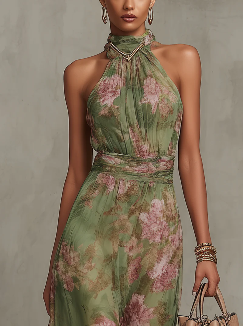 Savannah | Elegant Boho Green Maxi Dress for Formal Wedding Guest Style