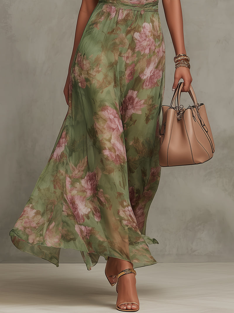 Savannah | Elegant Boho Green Maxi Dress for Formal Wedding Guest Style