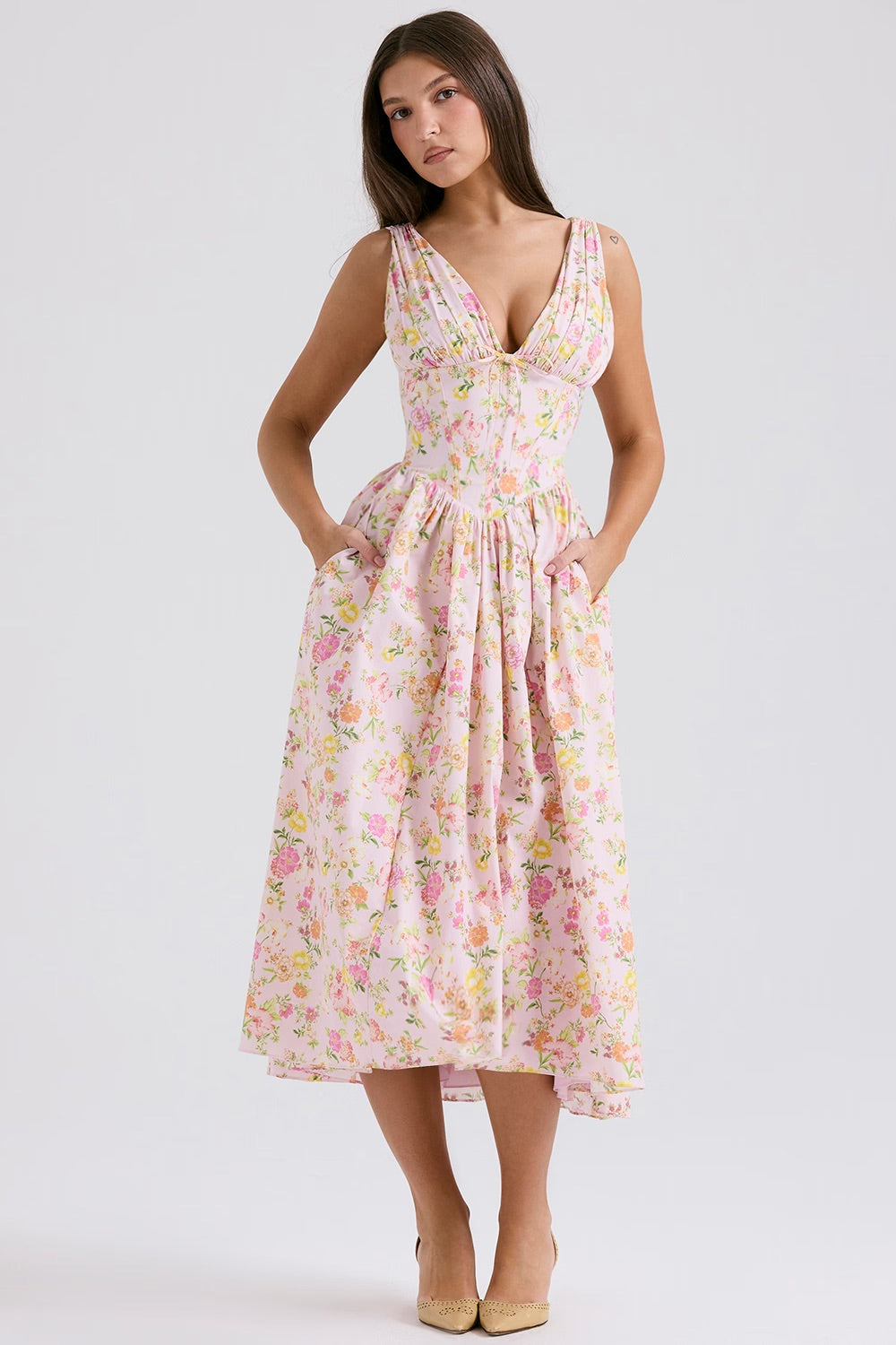 Image of Scarlett | Women's V-Neck A-Line Midi Dress