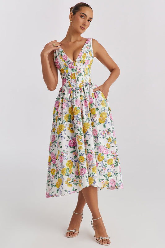 Image of Scarlett | Women's V-Neck A-Line Midi Dress