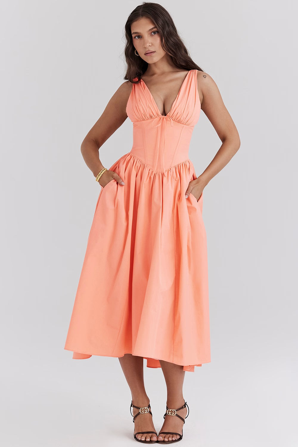 Image of Scarlett | Women's V-Neck A-Line Midi Dress