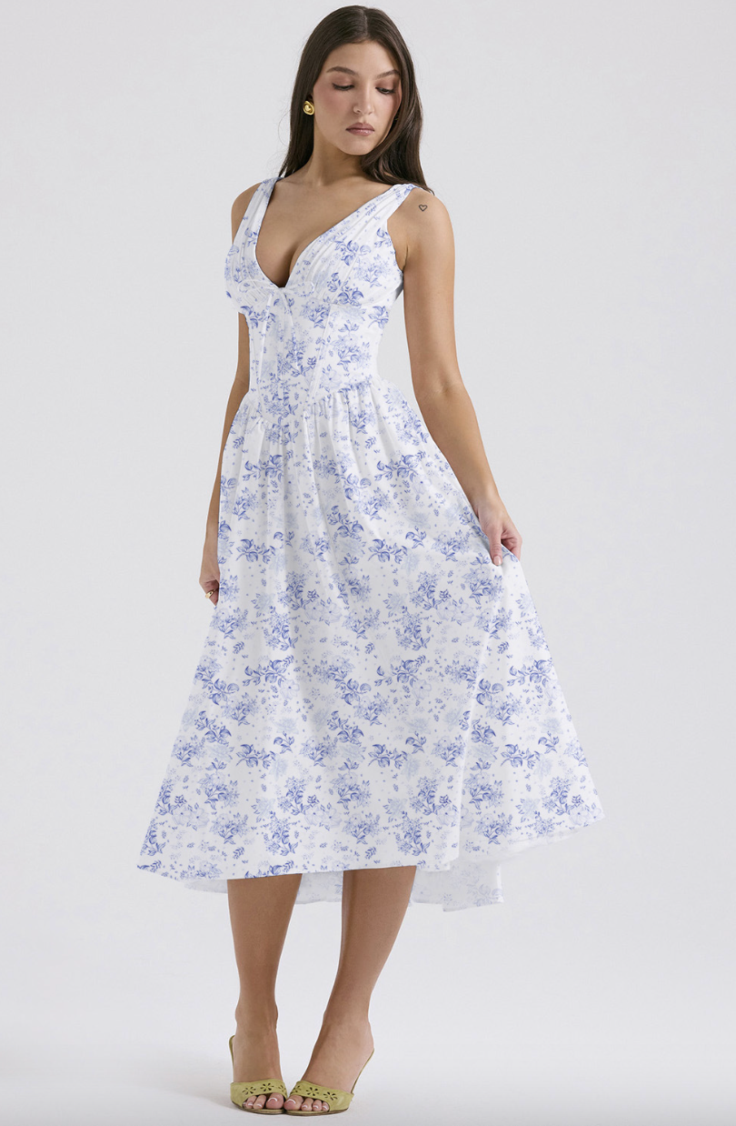 Image of Scarlett | Women's V-Neck A-Line Midi Dress