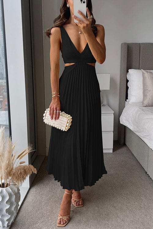 Image of Scarlett | Women's V-Neck Pleated Midi Dress