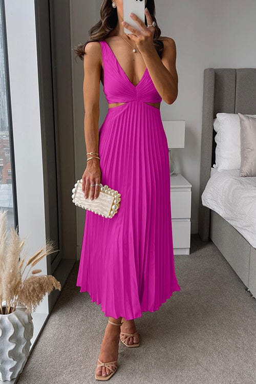 Image of Scarlett | Women's V-Neck Pleated Midi Dress